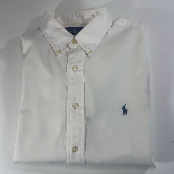Polo Ralph Lauren Mens White Shirt Oxford Shirt Long Sleeve Button Down 17 34/35 - Picture 1 of 8
